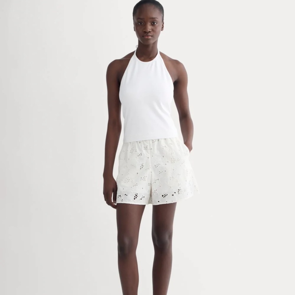 Everlane White Eyelet Bermuda Shorts, MSRP 118